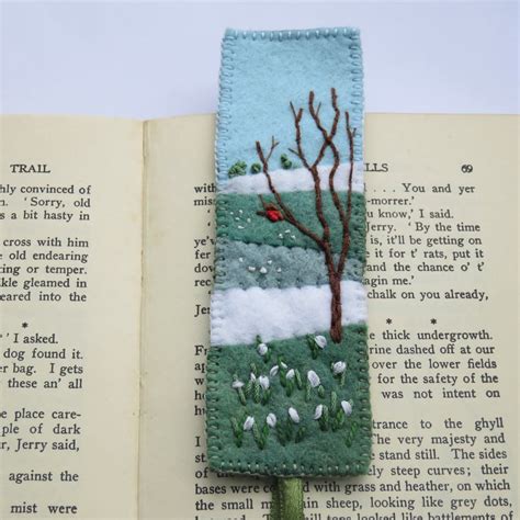 Snowdrops Embroidered Felt Bookmark Folksy