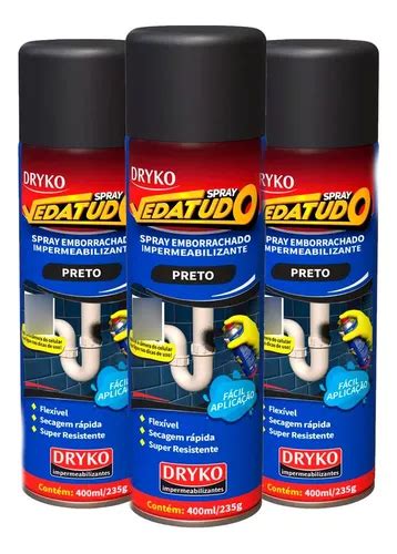 Kit 3 Borracha Líquida Spray Impermeabilizante Preto