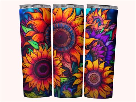 Alcohol Ink Sunflowers Tumbler Wrap Oz Skinny Tumbler Sublimation