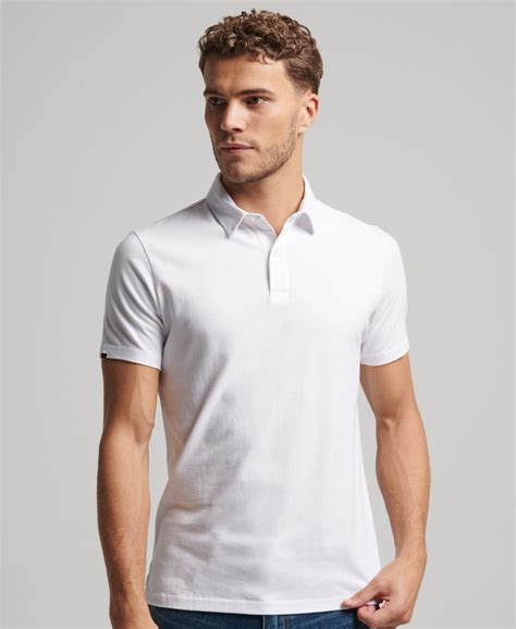 Mens Jersey Polo Shirt In White Superdry Uk