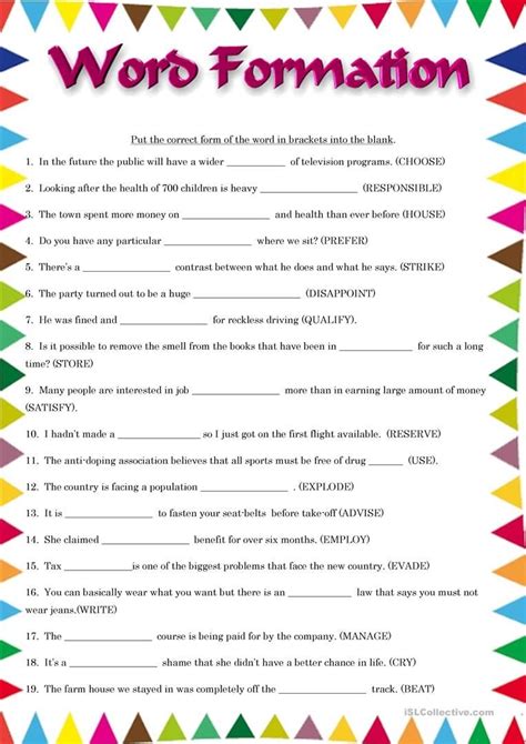 Word Formation Worksheet Free ESL Printable Worksheets Made By