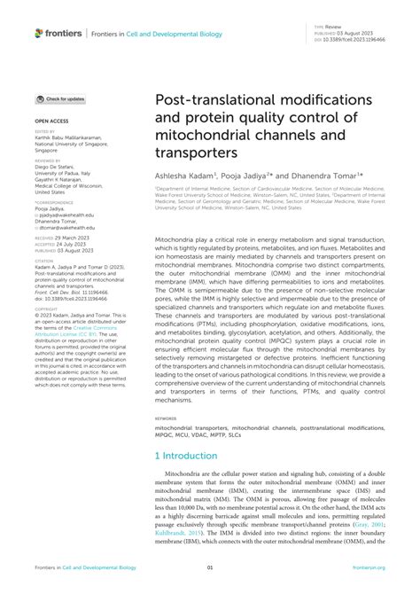 PDF Post Translational Modifications And Protein Quality Control Of