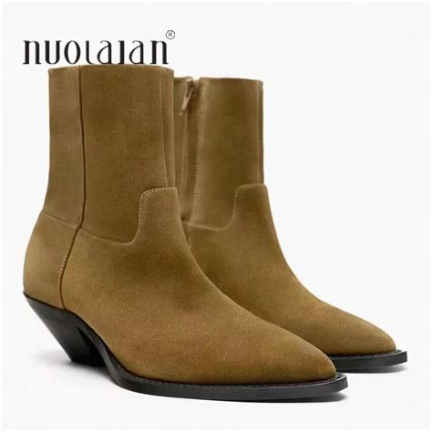 Women Boots 2023 Vintage Brown Cowboy Ankle Boots Autumn Fashion ...