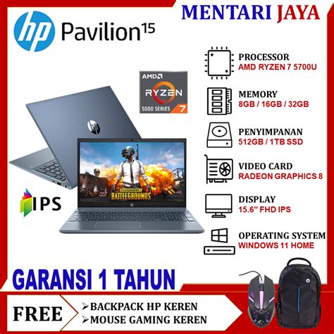 Jual Laptop Gaming Hp Pavilion Amd Ryzen U Ram Gb Ssd Tb