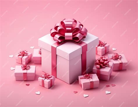 Premium Photo | Pink gift box with pink bow on pink background with red ...