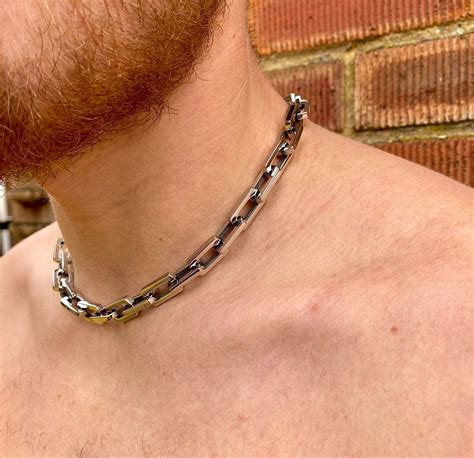 Silver Chain Choker Thick Necklace Large Heavy Chain Stainless | Etsy