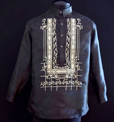 Barong Tagalog Black Filipino Formal Shirt Philippine National Etsy Uk