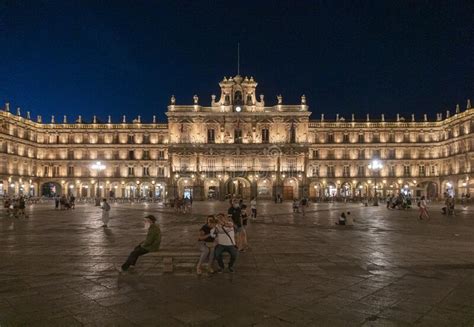 Plaza Mayor, at Night Salamanca, Spain Editorial Stock Photo - Image of ...