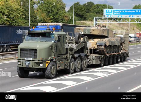 British Army Tank Transporter On The M42 Motorway Near Birmingham