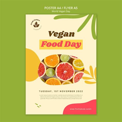 Premium PSD | World vegan day poster template