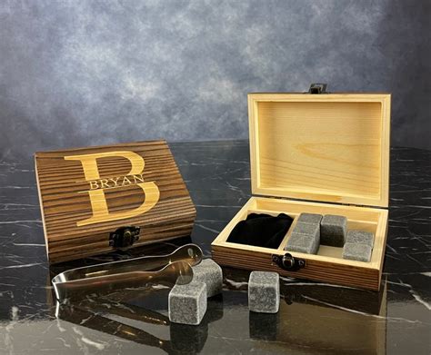 Personalized Whiskey Stone Box Whiskey Set Chilling Stones Etsy