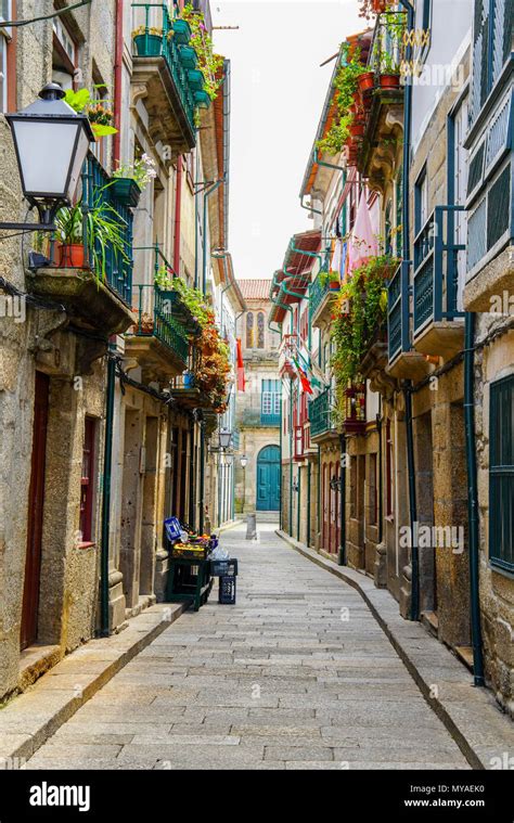 Street in Old Town, the historical center of Guimaraes, Portugal Stock Photo - Alamy