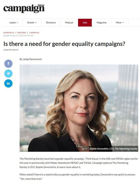 Is There A Need For Gender Equality Campaigns Published In Campaign