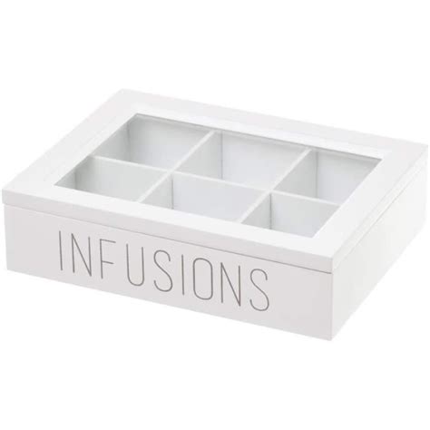 Boîte À Infusion En Bois Blanc 18X6X24 Cm x6687 Cdiscount Maison