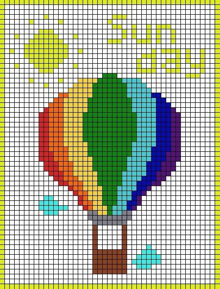 Hot Air Balloon Pixel Art Cross Stitch Pattern