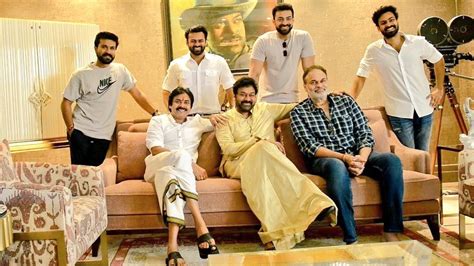 MASTERPIECE Snap Chiranjeevi Poses With Pawan Kalyan Ram Charan