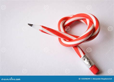 Flexible Pencil On White Background Bending Pencil Stock Image