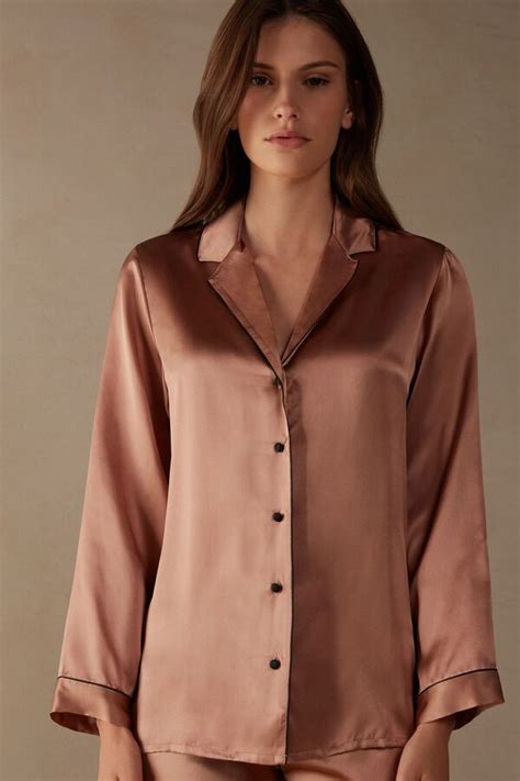 Mannish Cut Jacket In Silk Satin Intimissimi Silk Satin Mannish