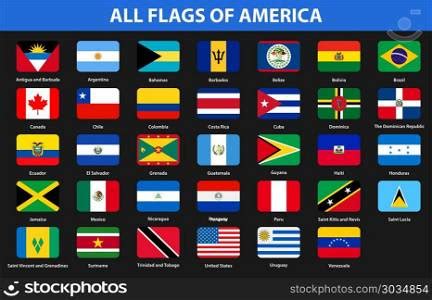 Flags of all countries of American continents. Flat style — Stockphotos.com