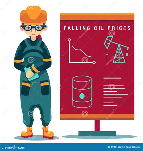 Female Engineer Reports Falling Oil Prices On White Isolated Backdrop