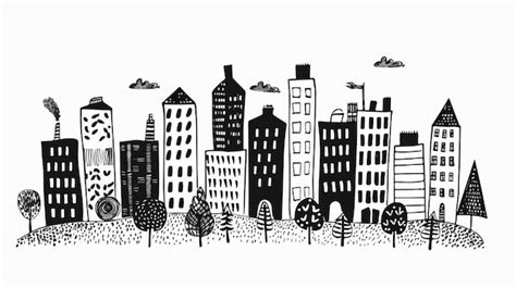 Mini City Design Handdrawn Vector Isolated on White Background | Premium AI-generated vector