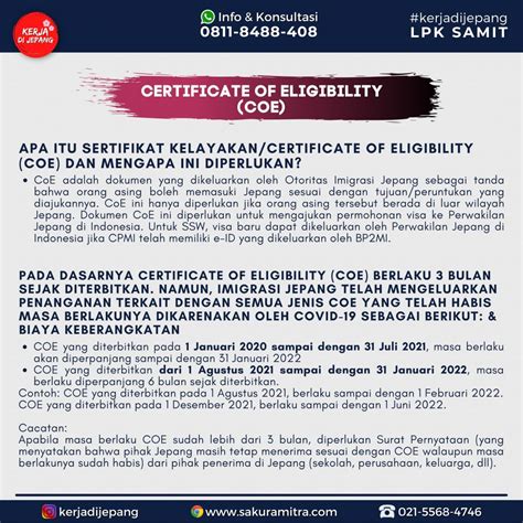 certificate  eligibility  lpk samit lembaga pelatihan