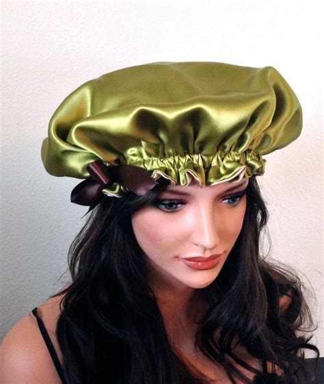 CLEARANCE Silk Sleep Bonnet Reversible Olive Green And Nude Etsy