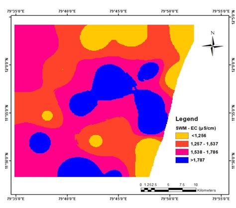 Spatial Distribution Of Ec S Cm In Groundwater During Swm The