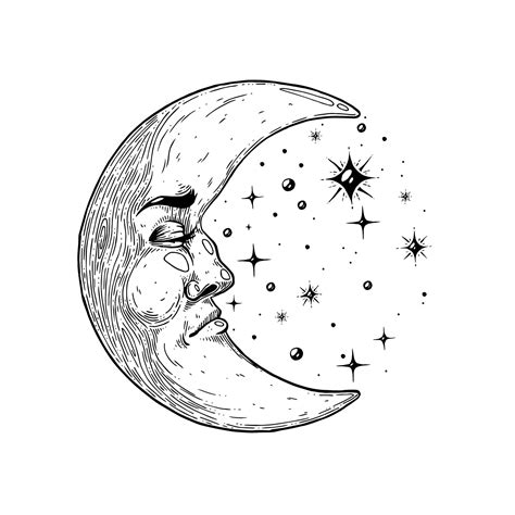 Premium Vector The Mystical Moon From The Face Handmade Vector Art