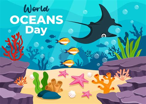 Save the ocean. World oceans day design with underwater ocean. 2914684 ...