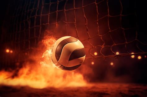 Premium AI Image | Volleyball ball on the background of fire Sport and ...