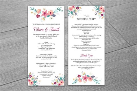 Wedding Program Template Indesign Ms Word Template