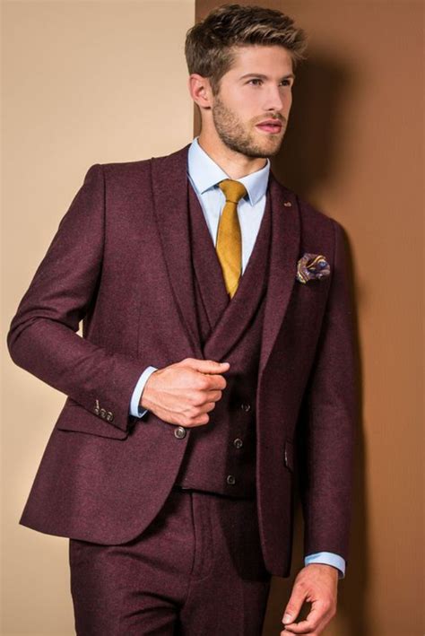 Buy Trendy Mens Burgundy 3 Piece Suit For Men At Sainly Sainly