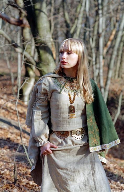 Medieval Woman Walking In Forest Royalty Free Stock Photo Image 11933925