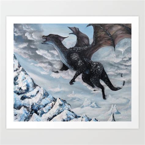 The Lonely Dragon, snowy mountains, mythical creature painting by Luna ...