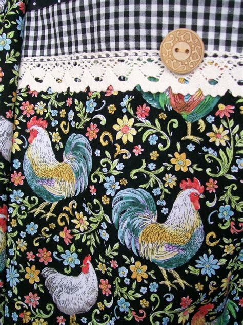 Rooster Apron Plus Size Half Apron With Roosters And Gingham Etsy