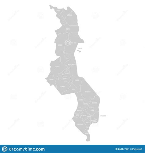 Malawi Political Map Of Administrative Divisions Stock Vector