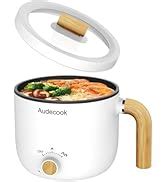Amazon Audecook Hot Pot Electric With Steamer 1 8L Portable Mini Travel Cooker