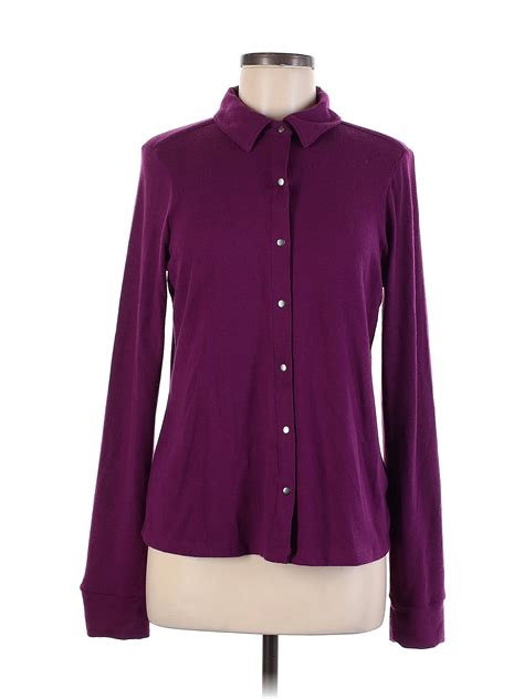 Michael Stars Polka Dots Purple Long Sleeve Button Down Shirt Size M