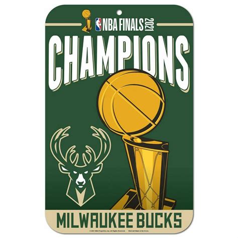 Milwaukee Bucks Wincraft NBA 2021 World Champions 11x17 Sign - TRC, Inc ...