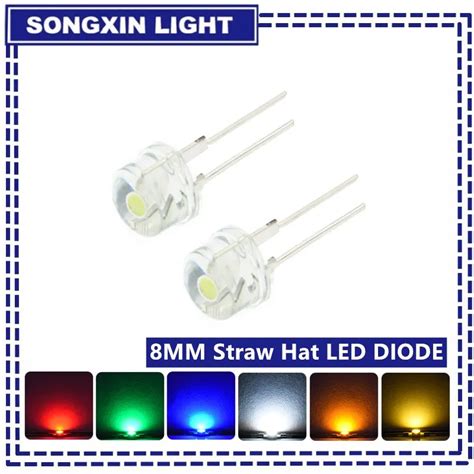 Pcs New F Mm W V Straw Hat Led White Super Bright Led