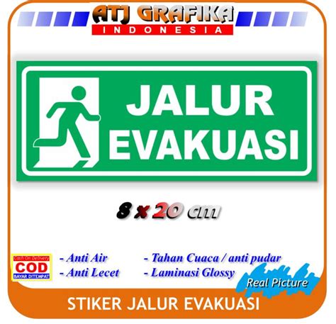 Stiker Jalur Evakuasi Sticker Keselamatan Kondisi Darurat K Lazada