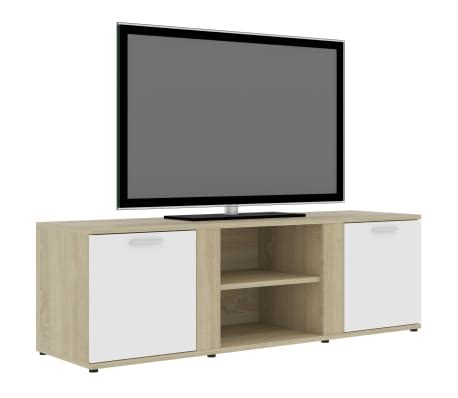 Vidaxl Tv Stand White And Sonoma Oak X X Engineered Wood