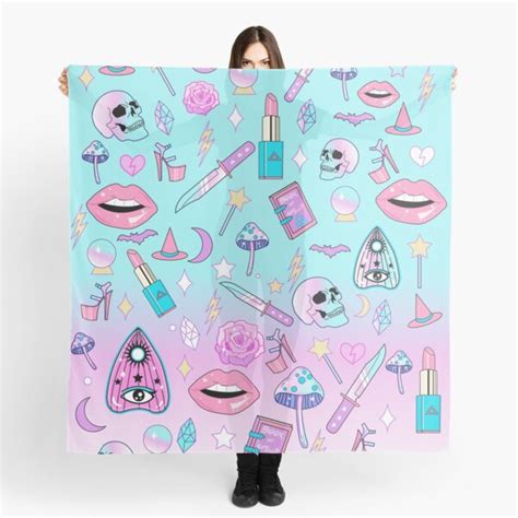 Girly Pastel Witch Goth Pattern Scarf For Sale By Lunaelizabeth