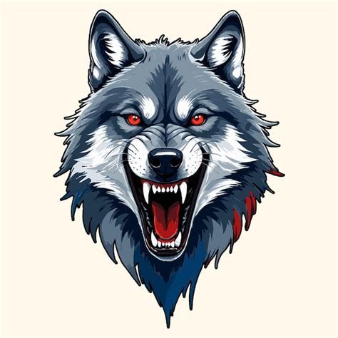 Ilustra O De Um Lobo Rugindo Vetor Premium