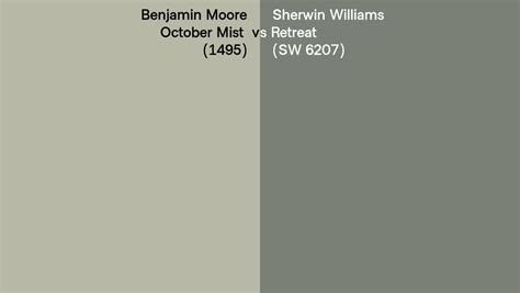 Benjamin Moore October Mist 1495 Vs Sherwin Williams Retreat Sw 6207 Side By Side Comparison