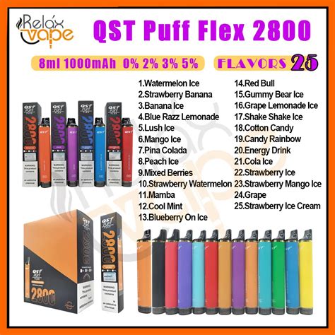 Original Qst Puff Flex Puffs K Disposable Vapes Flavors E