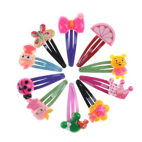 10 Pcs Colorful Hair Head Clips Pins Sleepies Hair Slides School Girls