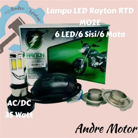 Jual Lampu LED Motor 6 Sisi 35W RTD 6 Mata Rayton Original Biru Muda