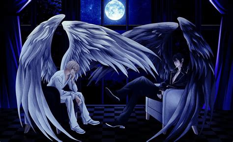anime boy black angel wings